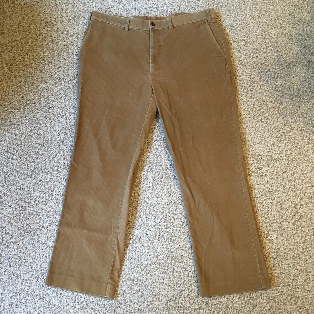 Orvis Khaki Corduroys Size 38 Tan Cotton Beige Brown Made in Malaysia Warm